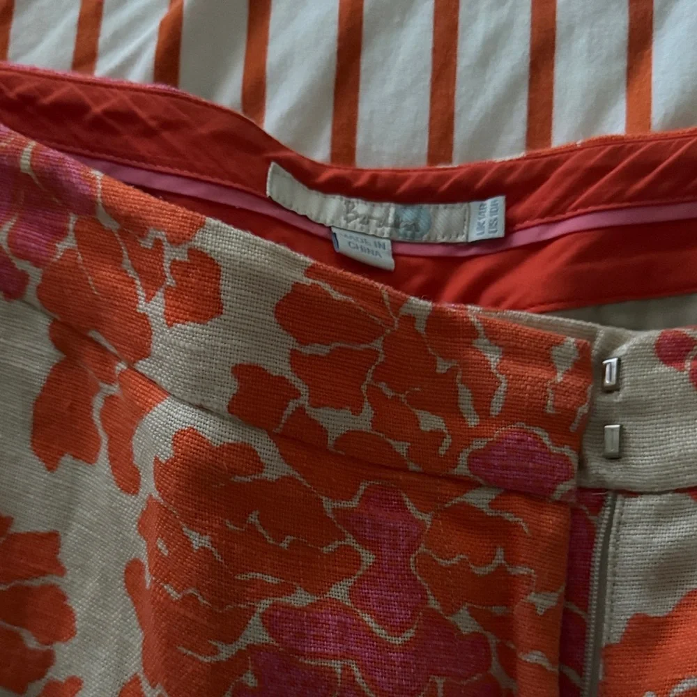 Boden Beige Trousers with Orange and Pink Floral Print - Picture 2 of 4